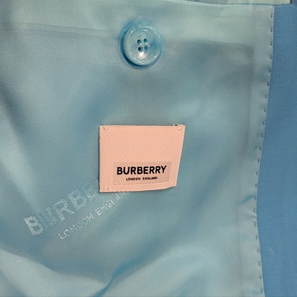 $2590 Mens BURBERRY Wool Tailored Jacket Blazer Bright Opal Blue 54 US 44 - Picture 7 of 10